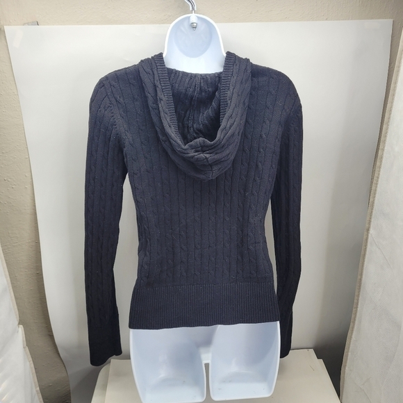 Sweet Romeo Hooded Pullover Relaxed Fit Knit Sweatshirt Black Womens Large - Picture 4 of 6